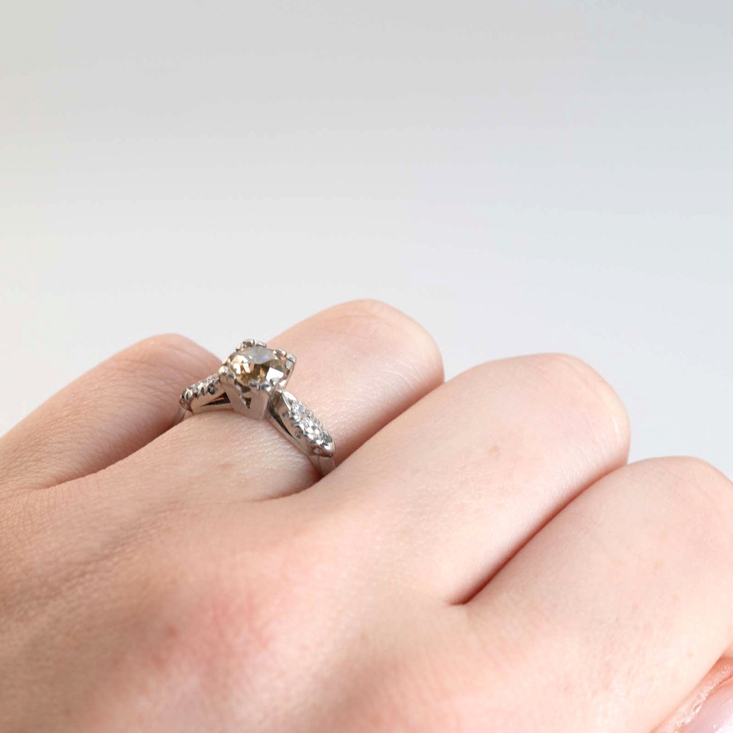 Art Deco Platinum Fancy Yellow/Orange Diamond Solitaire Ring - Friar House