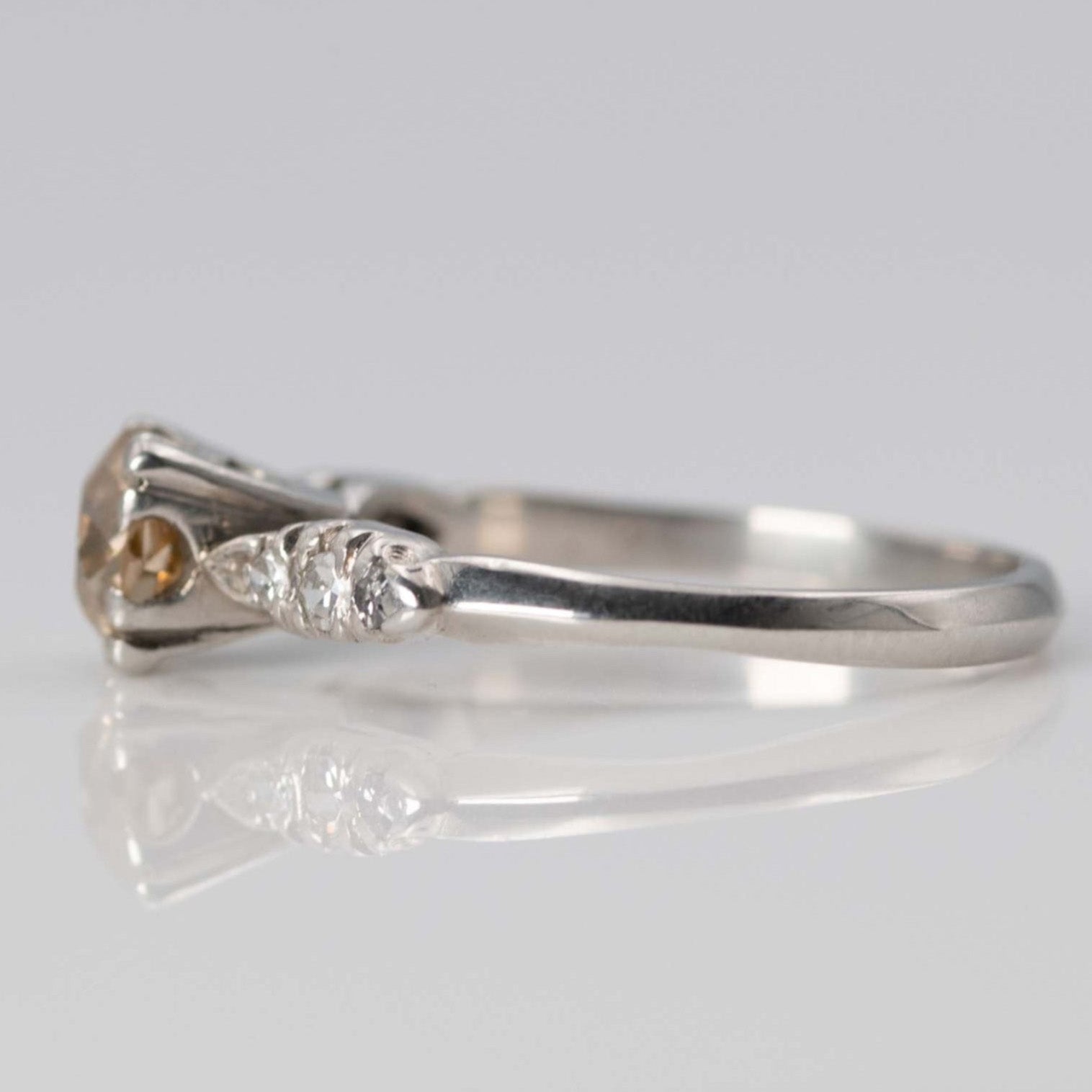Art Deco Platinum Fancy Yellow/Orange Diamond Solitaire Ring - Friar House