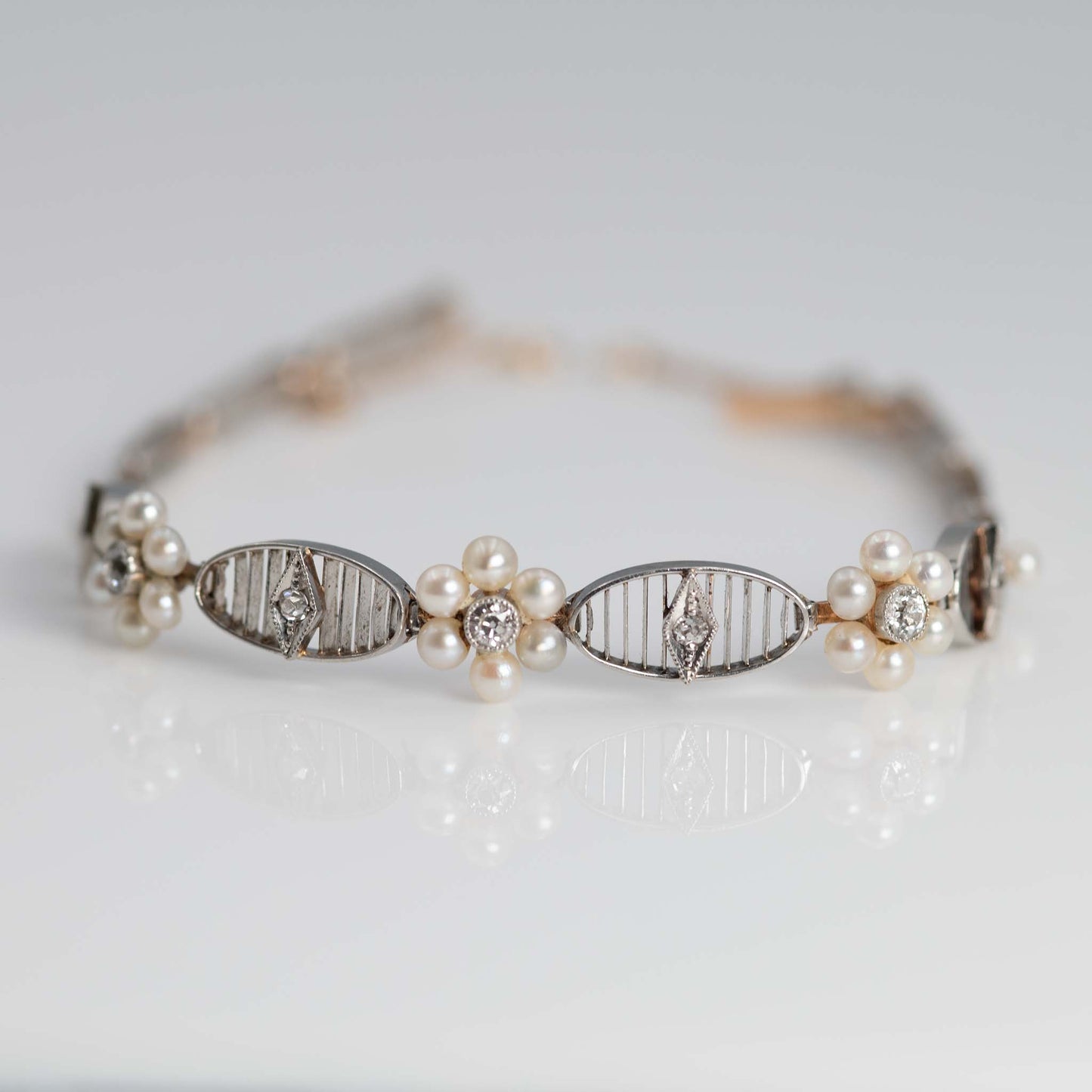 Art Deco Platinum Pearl and Diamond Bracelet - Friar House