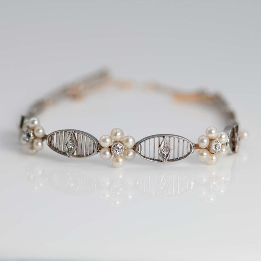 Art Deco Platinum Pearl and Diamond Bracelet - Friar House