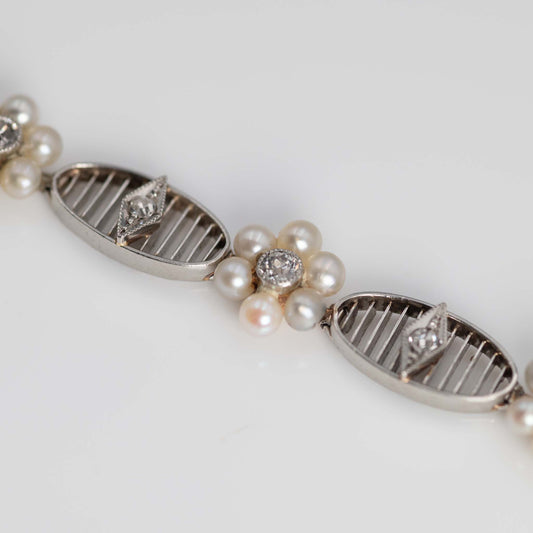 Art Deco Platinum Pearl and Diamond Bracelet - Friar House