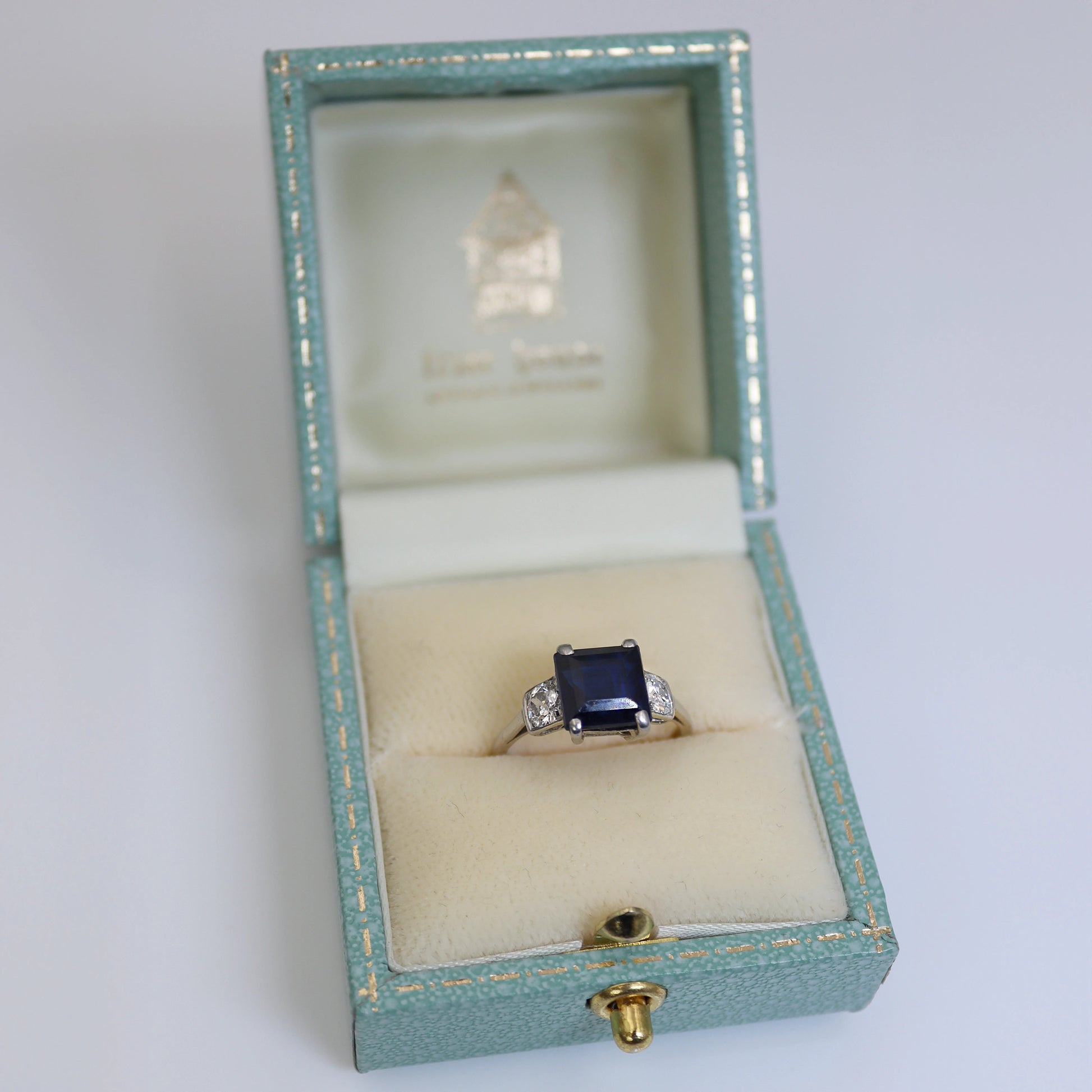 Art Deco Platinum Sapphire and Diamond Ring - Friar House