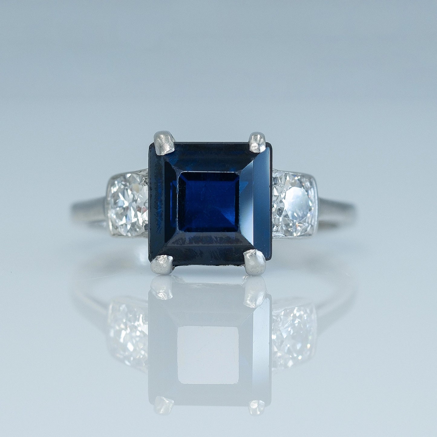 Art Deco Platinum Sapphire and Diamond Ring - Friar House