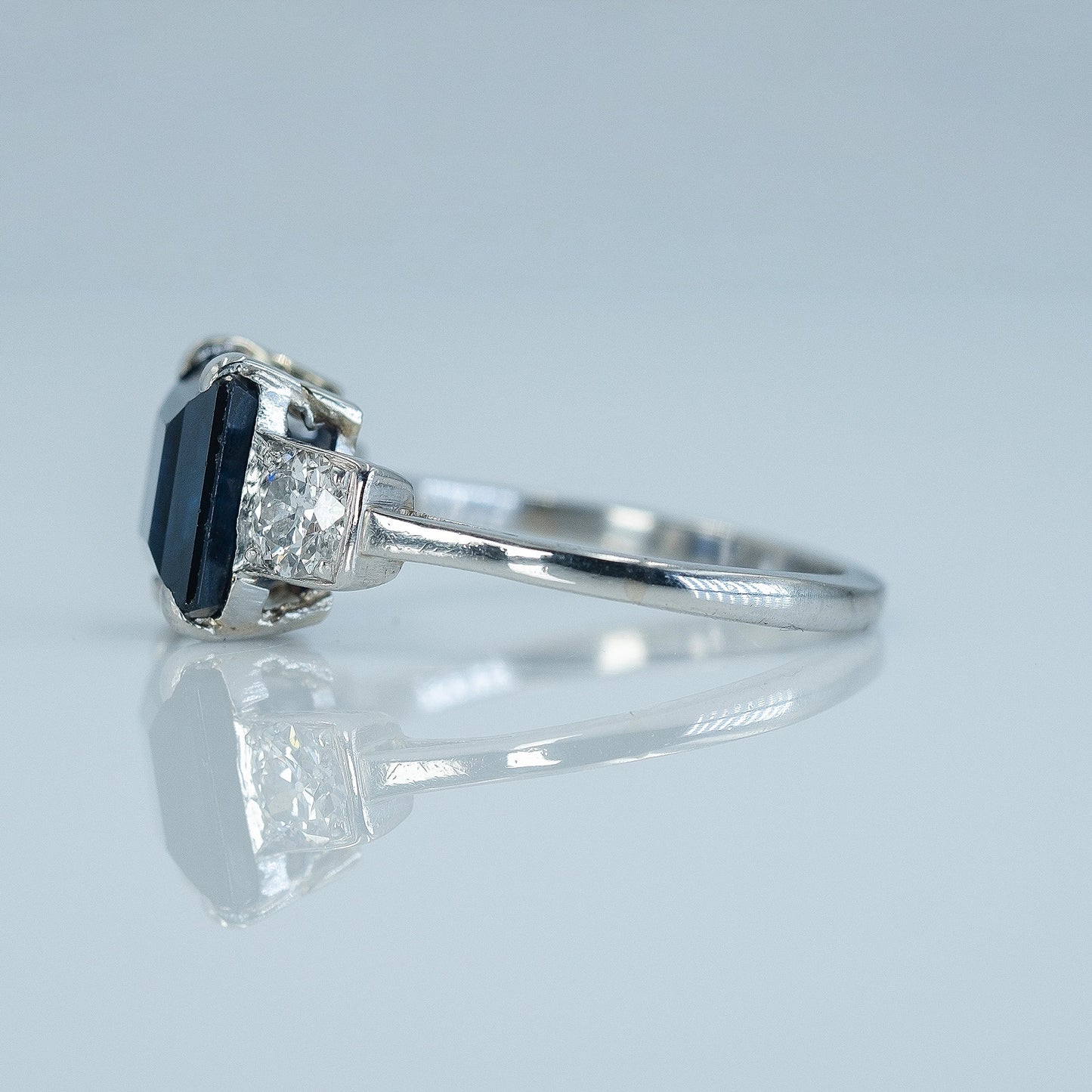 Art Deco Platinum Sapphire and Diamond Ring - Friar House