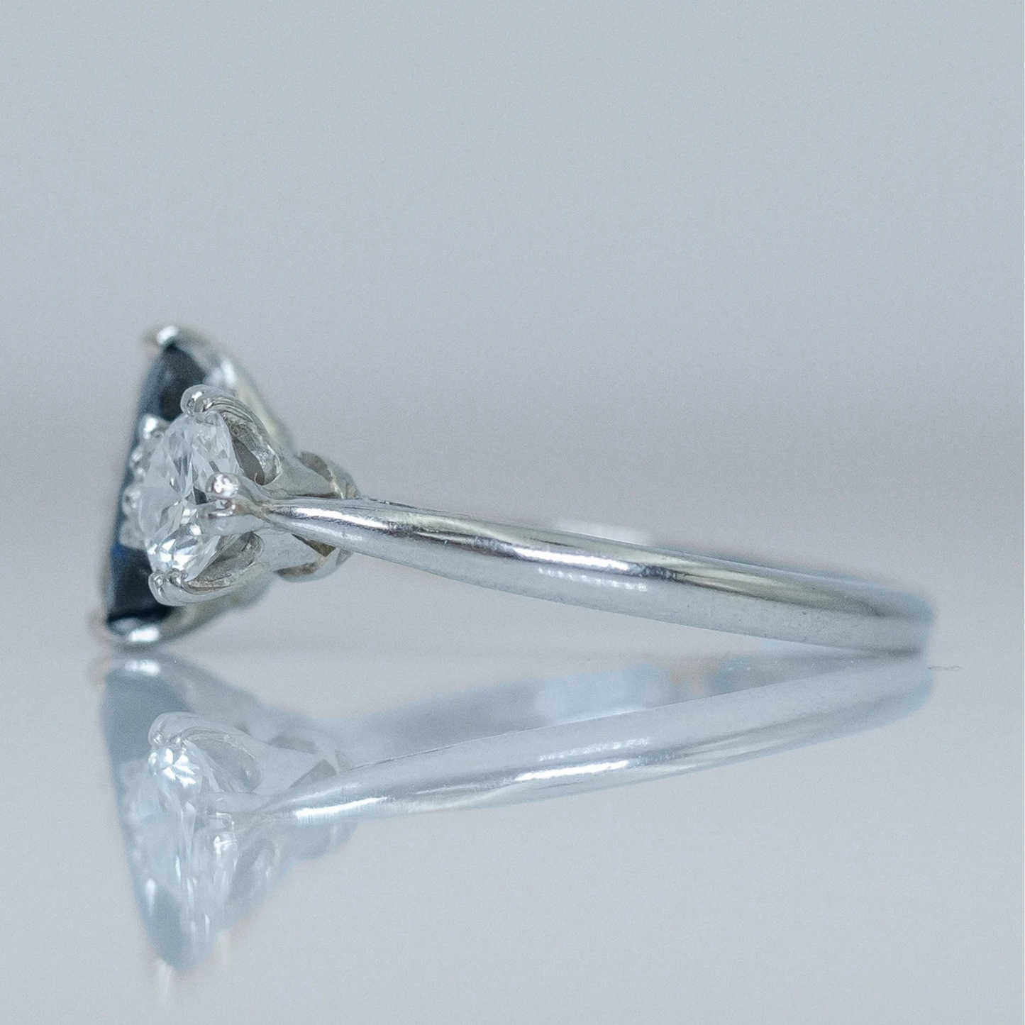 Art Deco Platinum Sapphire and Diamond Three Stone Ring - Friar House