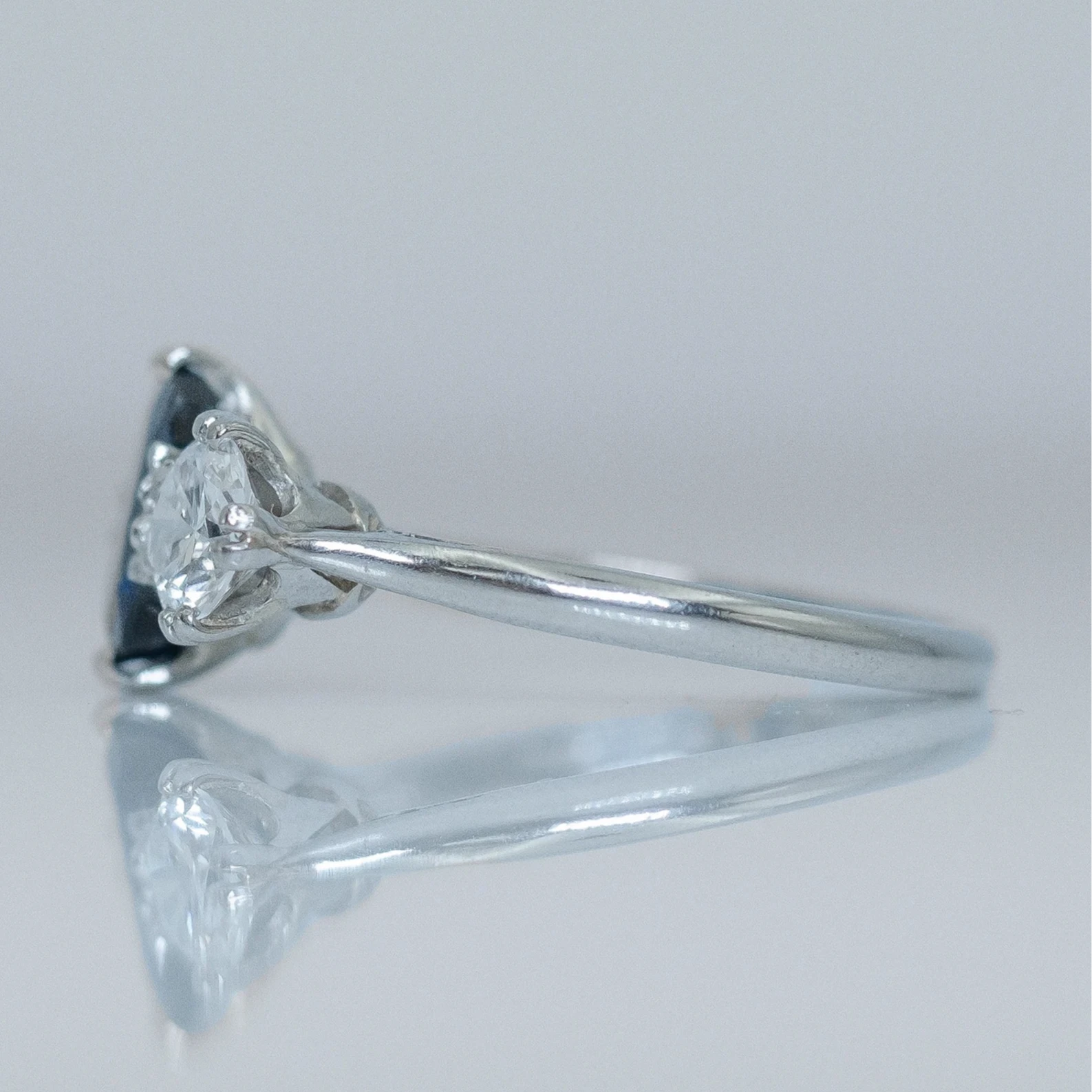 Art Deco Platinum Sapphire and Diamond Three Stone Ring - Friar House