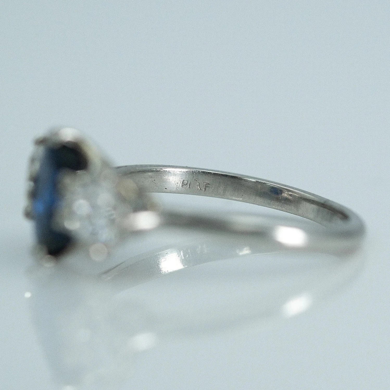 Art Deco Platinum Sapphire and Diamond Three Stone Ring - Friar House