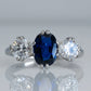 Art Deco Platinum Sapphire and Diamond Three Stone Ring - Friar House