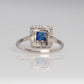 Art Deco Platinum Square Sapphire and Diamond Cluster ring - Friar House