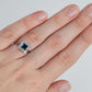 Art Deco Platinum Square Sapphire and Diamond Cluster ring - Friar House