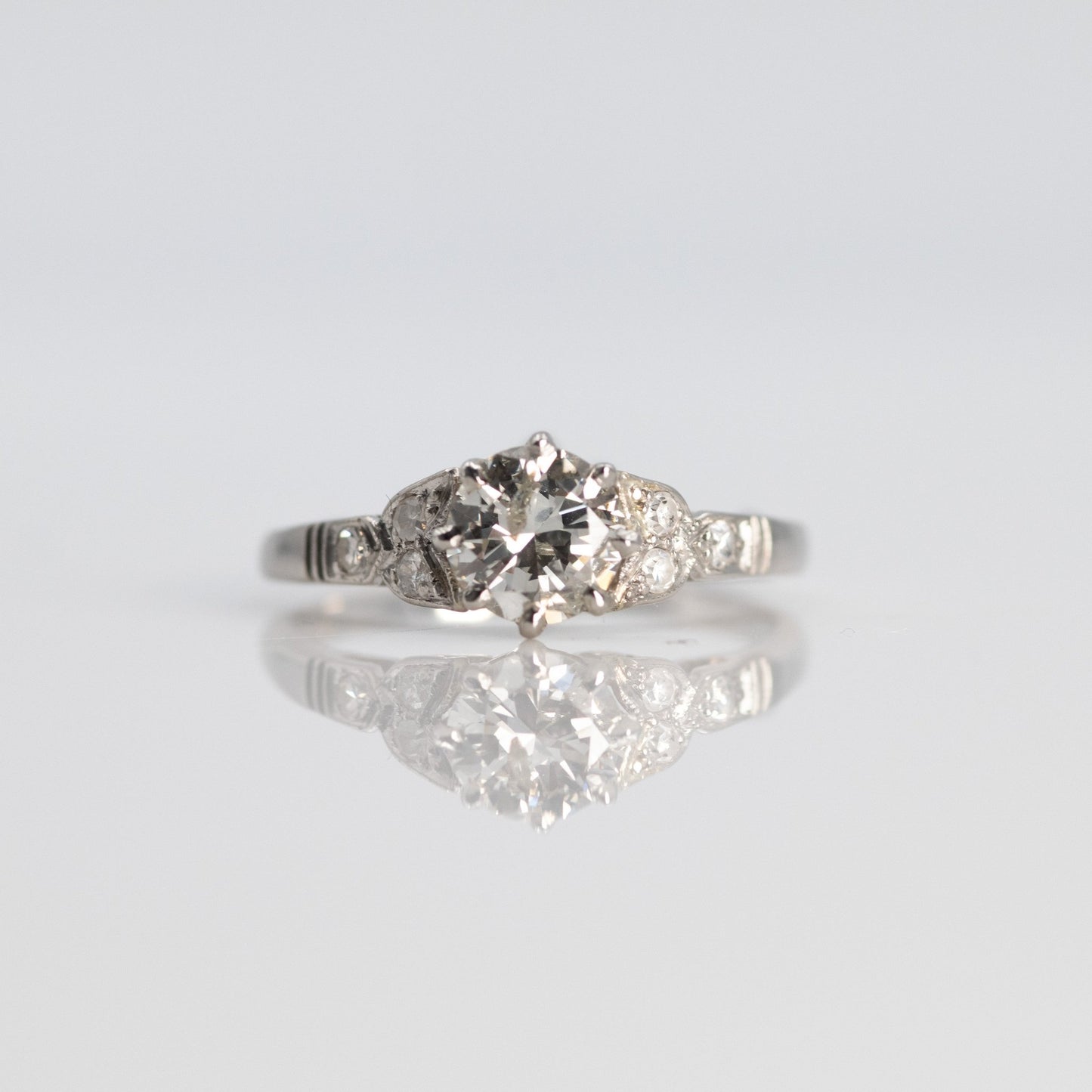 Beautiful Art Deco Platinum Diamond Solitaire Ring - Friar House