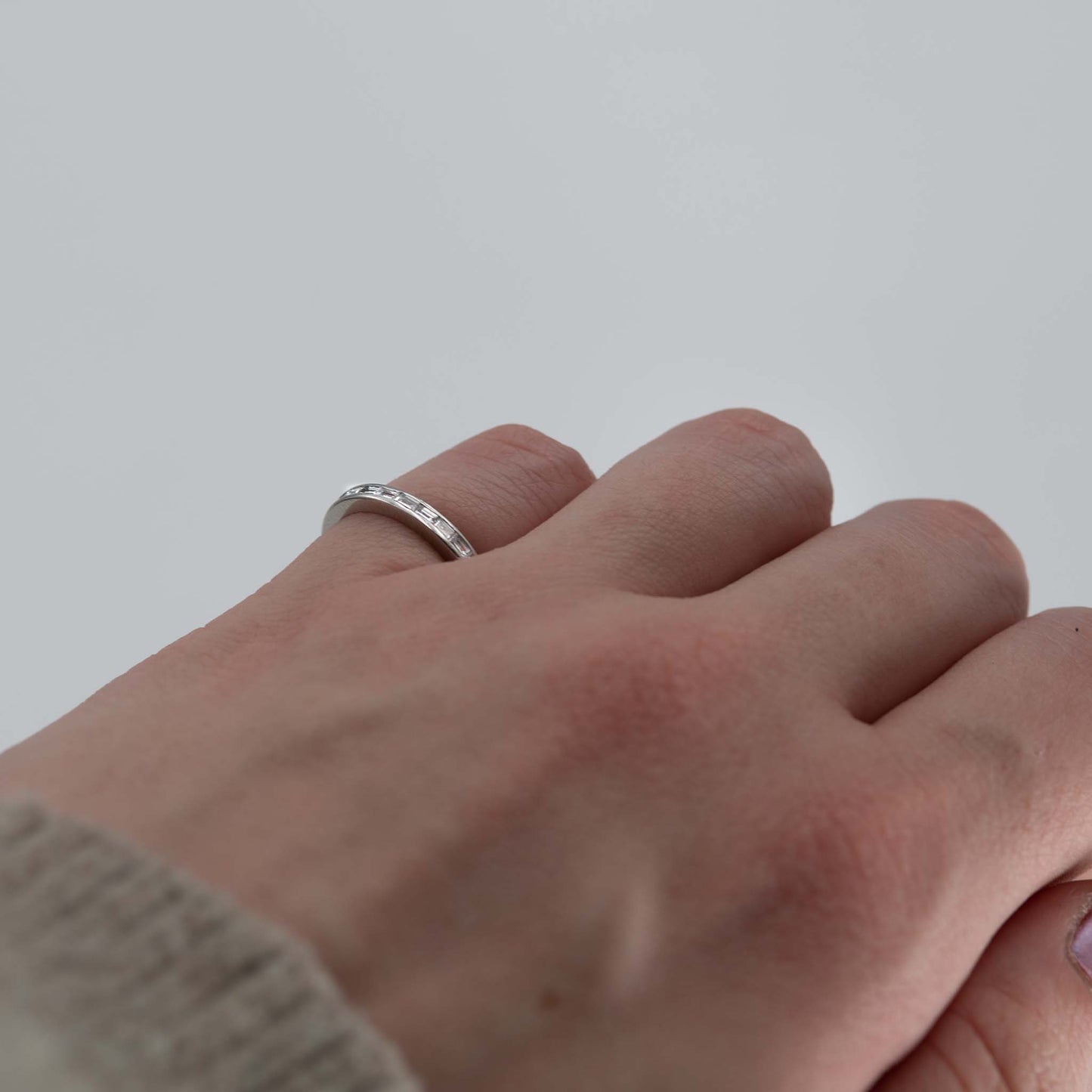 Contemporary Platinum Diamond Eternity Ring Size H 1/2 - Friar House