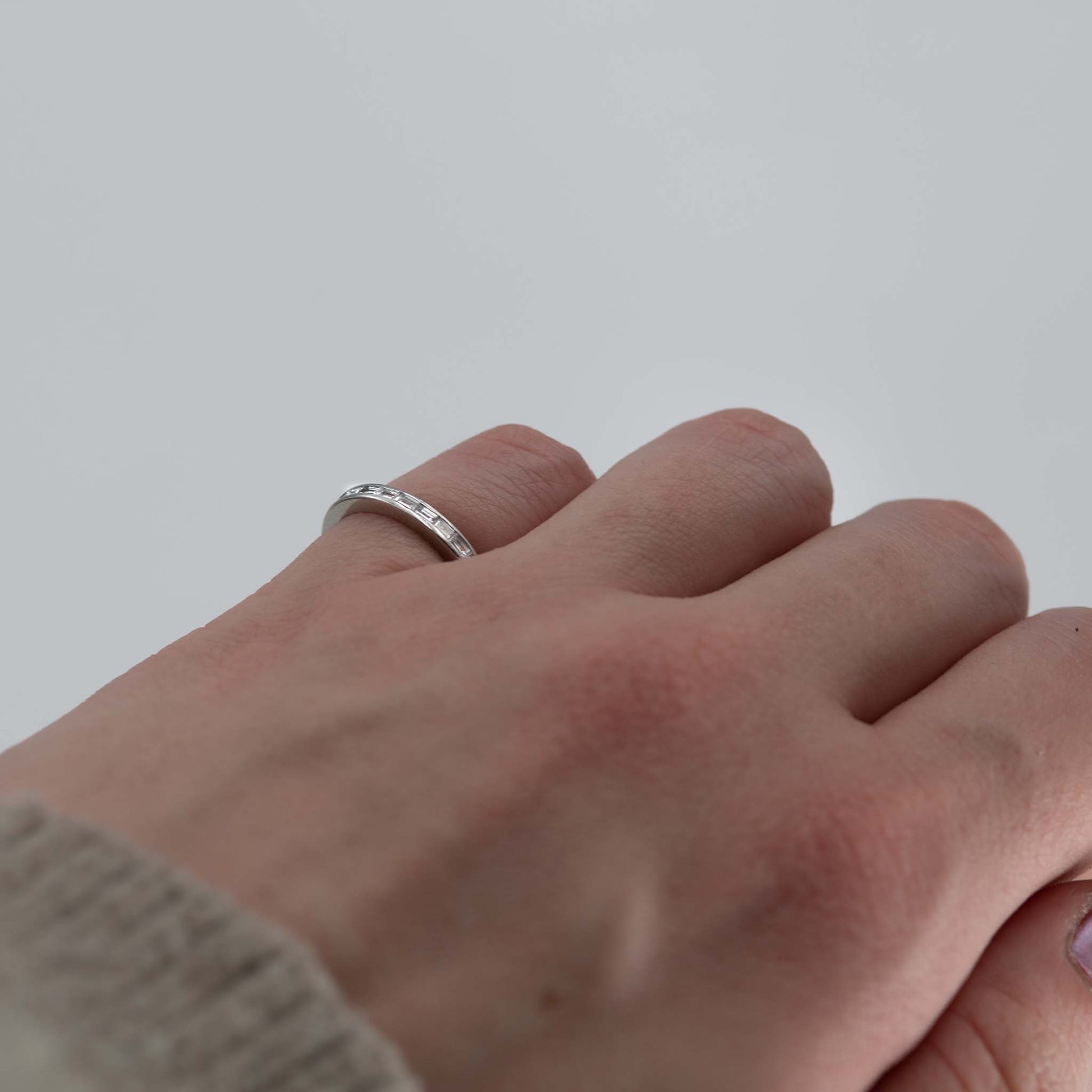 Contemporary Platinum Diamond Eternity Ring Size H 1/2 - Friar House