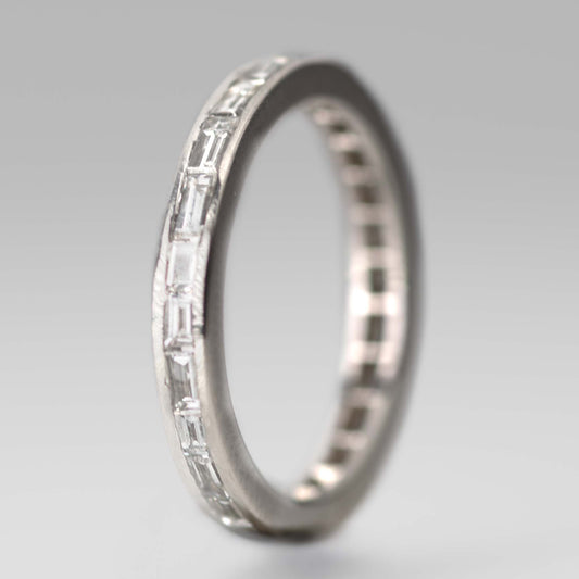 Contemporary Platinum Diamond Eternity Ring Size H 1/2 - Friar House