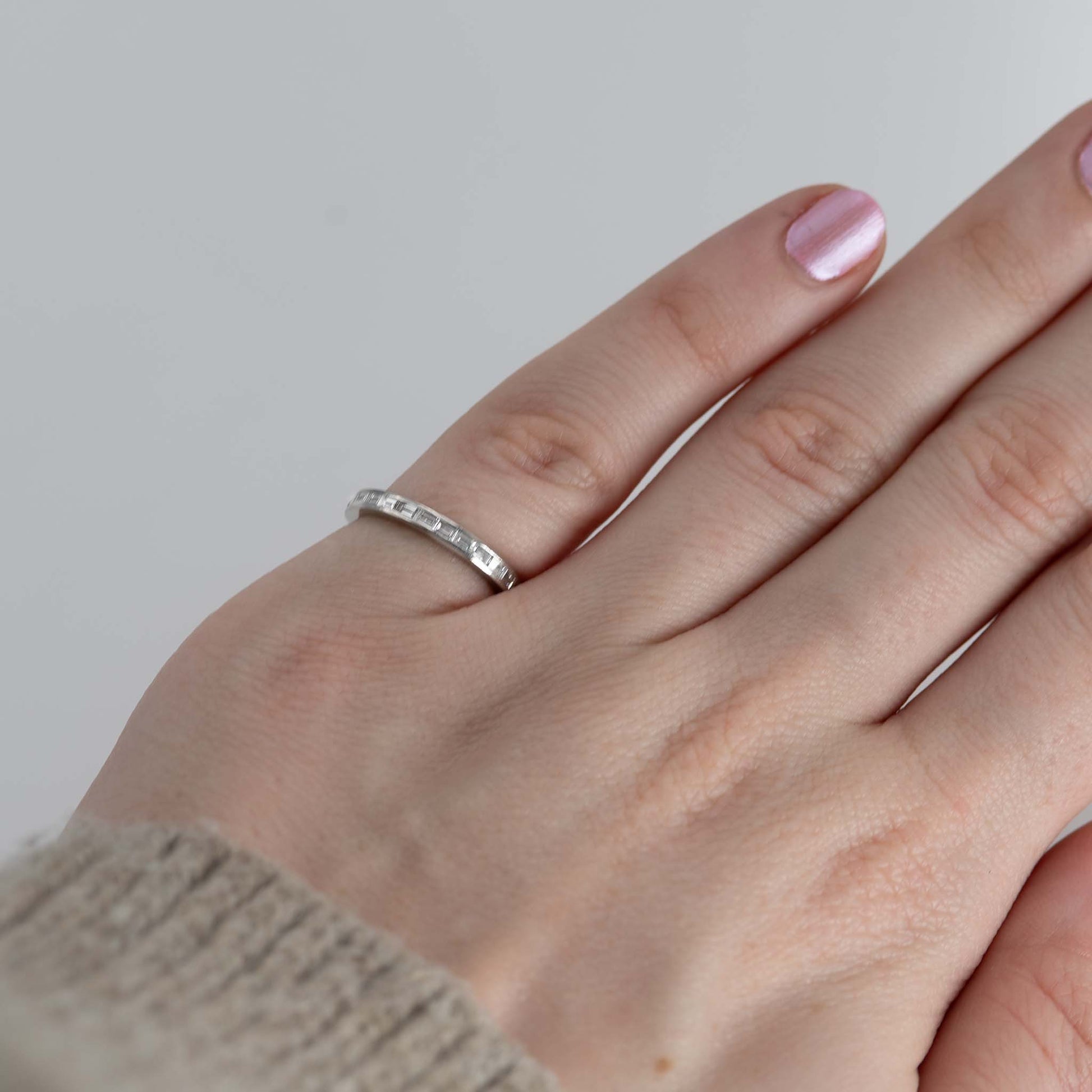 Contemporary Platinum Diamond Eternity Ring Size H 1/2 - Friar House