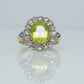 Edwardian 18ct Yellow Gold 2.5 Carat Peridot and Diamond Cluster Ring - Friar House