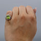 Edwardian 18ct Yellow Gold 2.5 Carat Peridot and Diamond Cluster Ring - Friar House