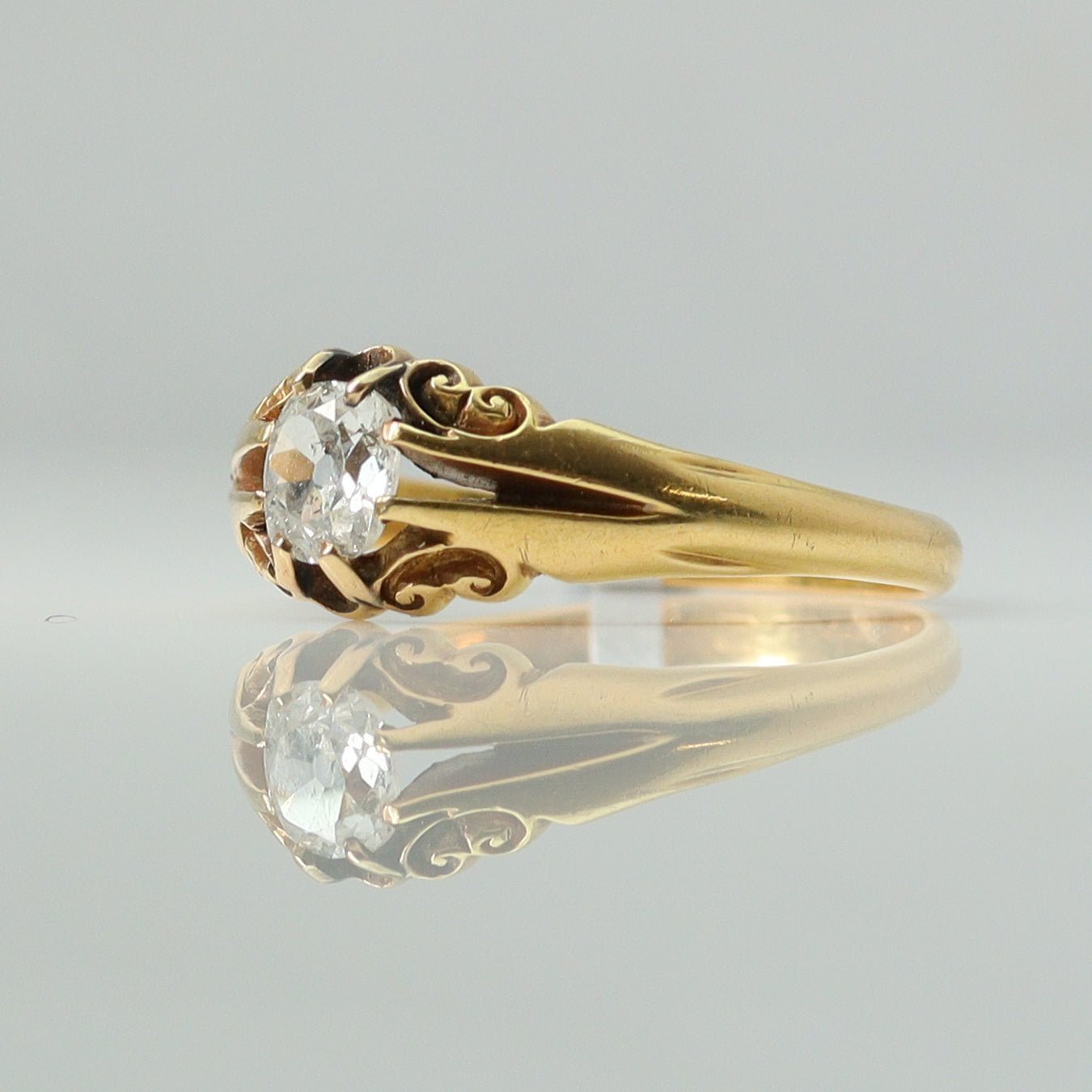 Edwardian 18ct Yellow Gold Diamond Belcher Ring - Friar House