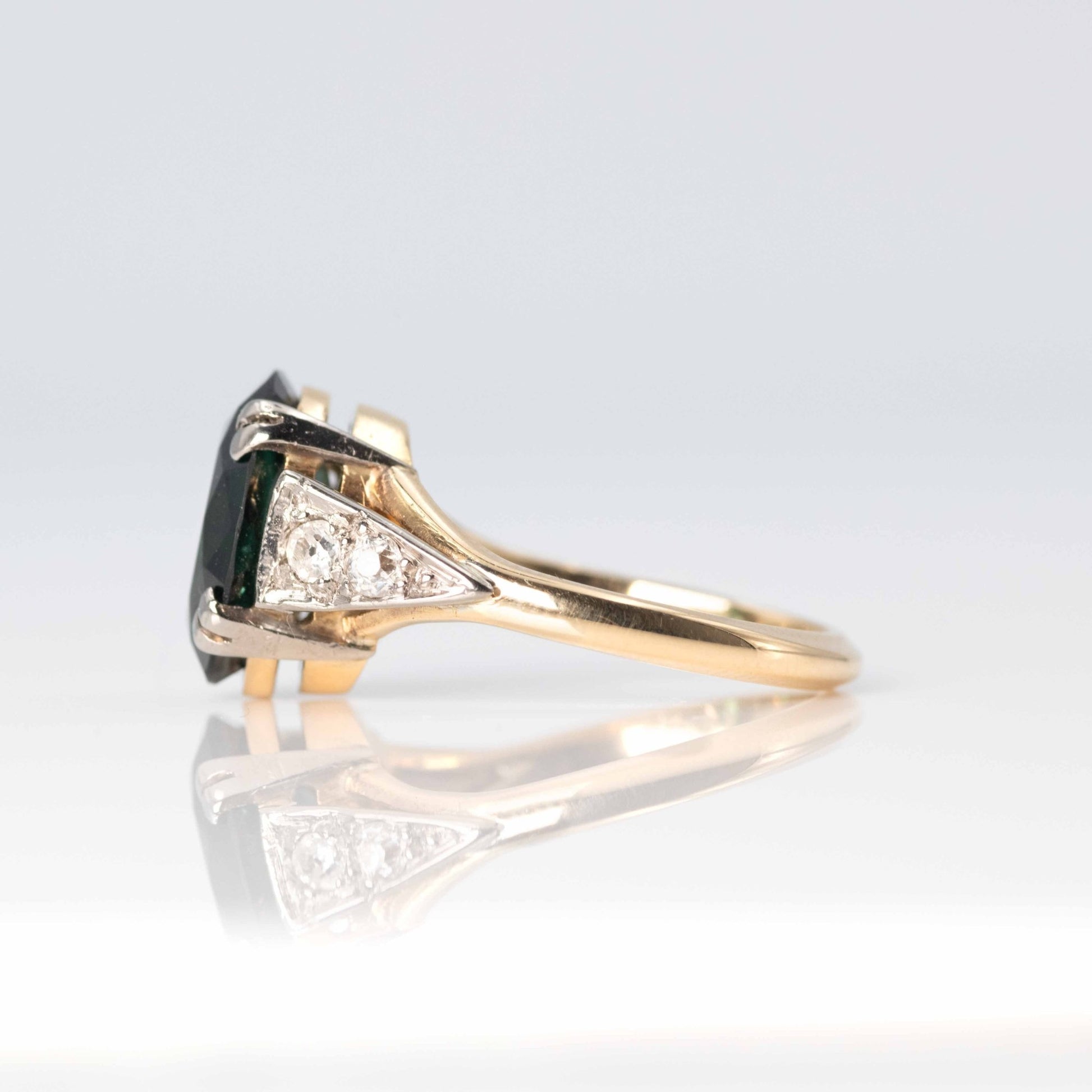 Exquisite Vintage 4.5ct Deep Blue/Green Tourmaline Solitaire Ring - Friar House