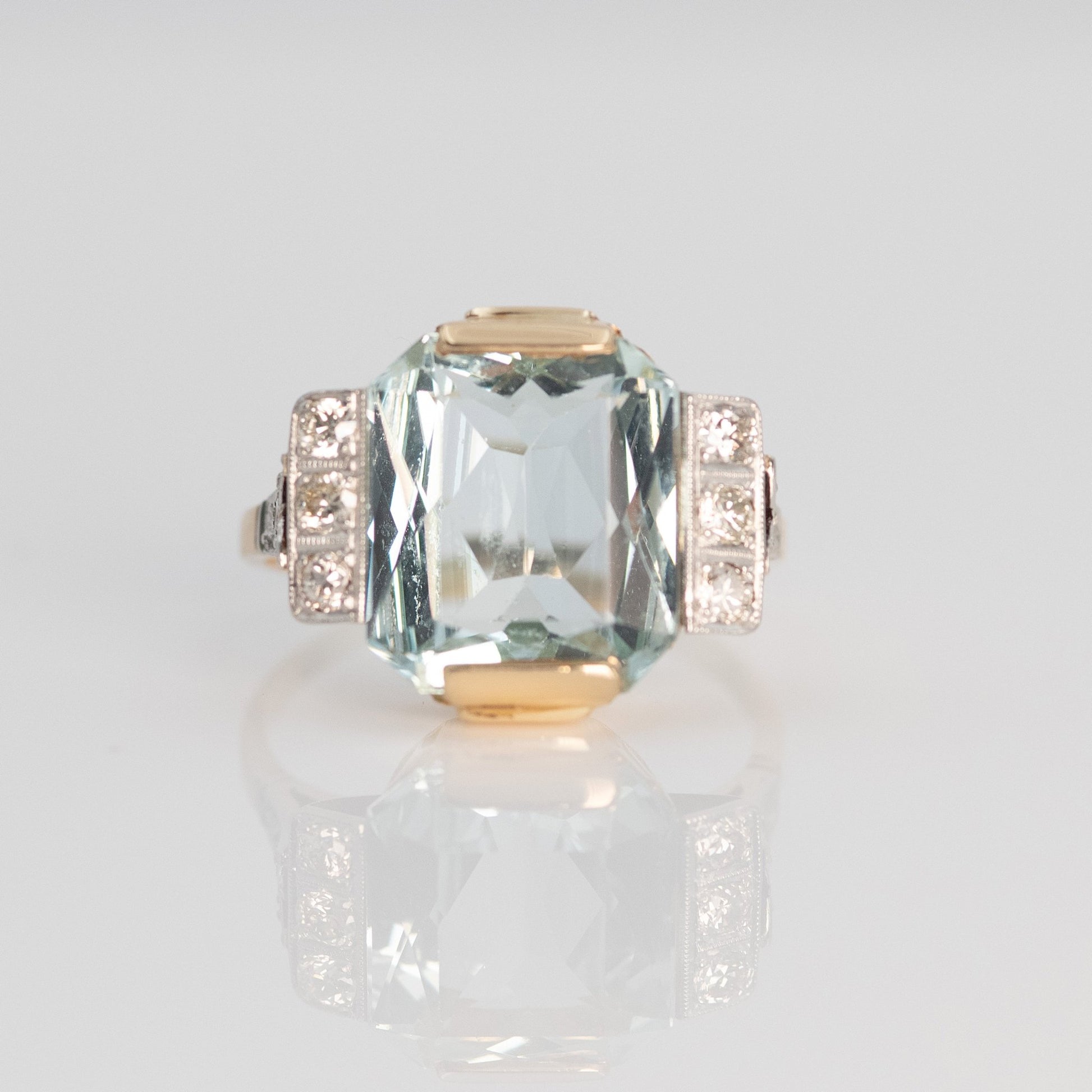 Impressive 6 carat Aquamarine and Diamond Art Deco Ring - Friar House