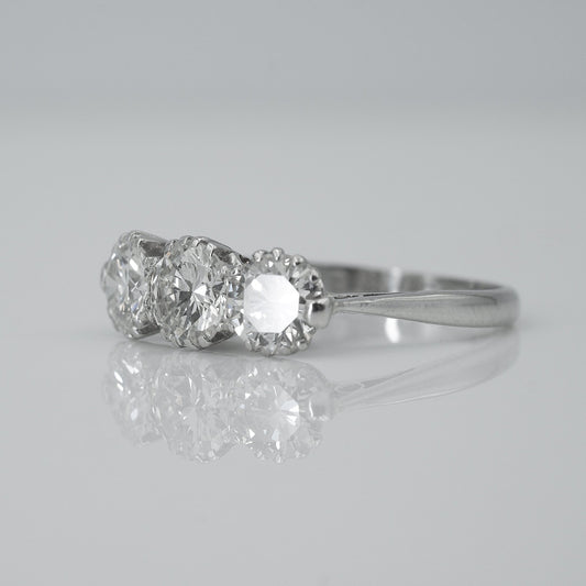 Stunning Art Deco Platinum Diamond Three Stone Ring - Friar House