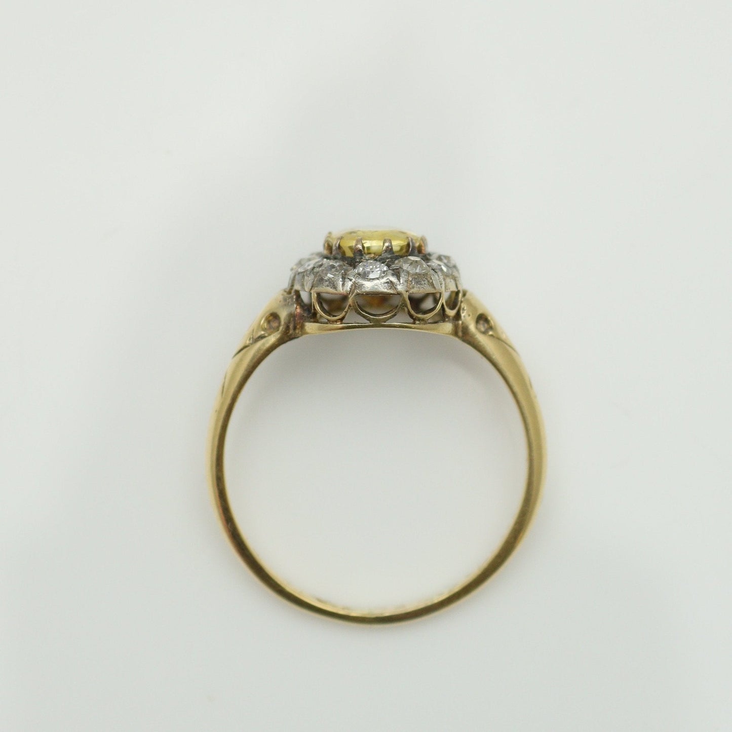 Victorian 18ct Yellow Gold 1 carat Yellow Sapphire and Diamond Cluster Ring - Friar House