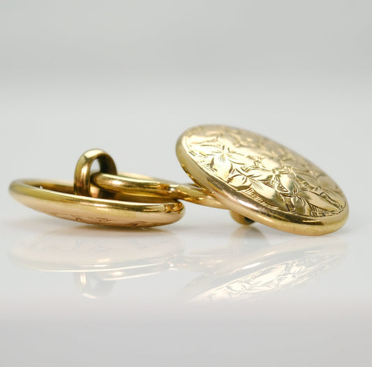 Victorian 18ct Yellow Gold Foliate Design Cufflinks - Friar House