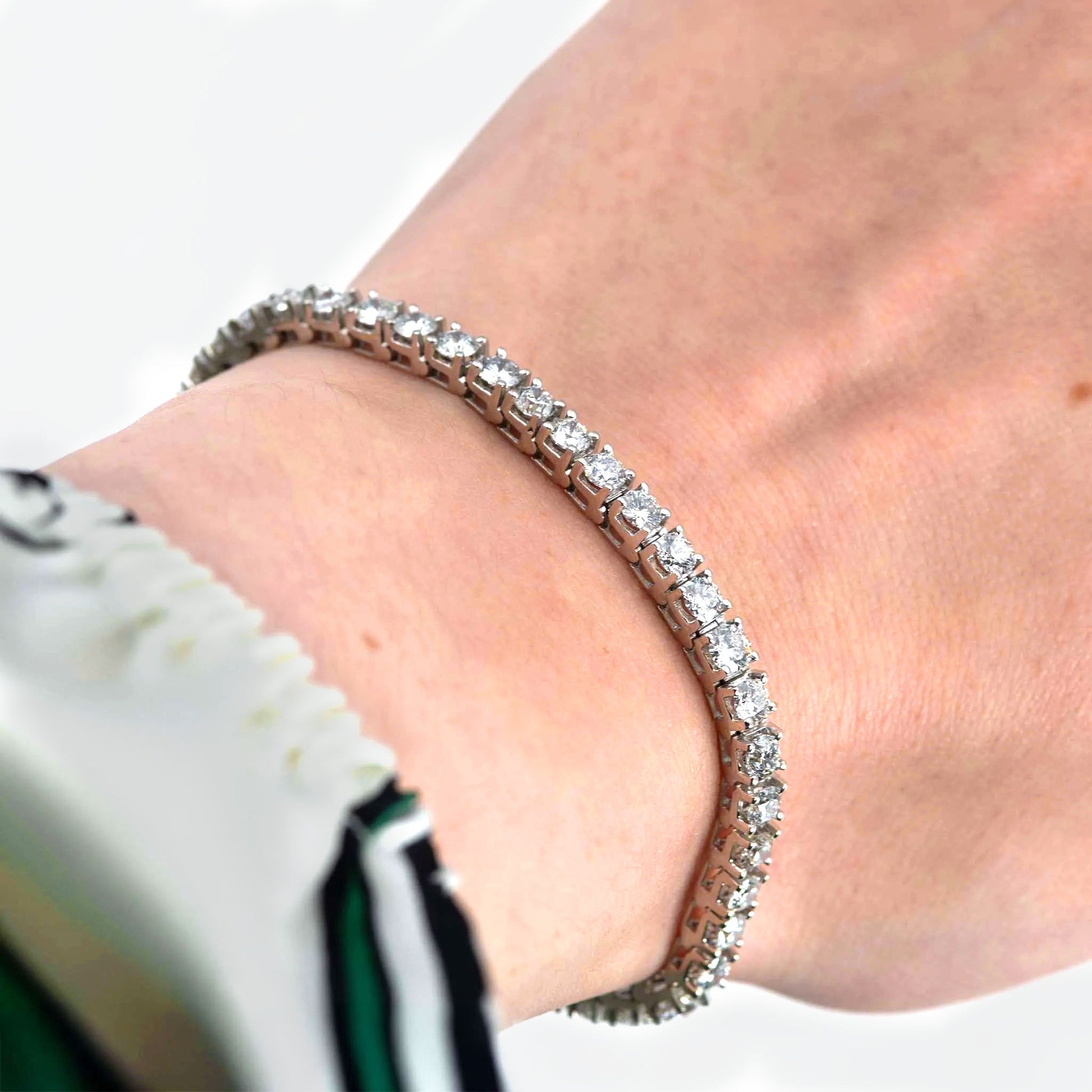 Vintage 14ct White Gold 7 Carat Diamond Line Bracelet - Friar House