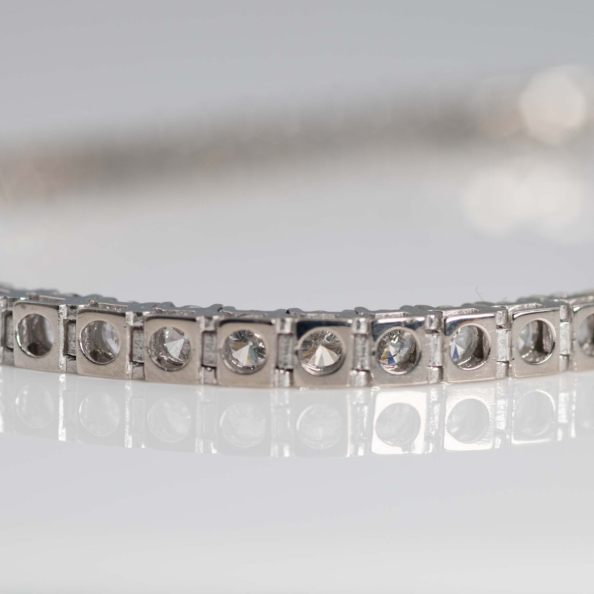 Vintage 14ct White Gold 7 Carat Diamond Line Bracelet - Friar House