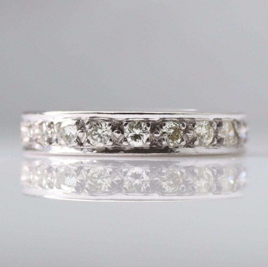 Vintage 18ct White Gold 1 Carat Diamond Eternity Ring Size P 1/2