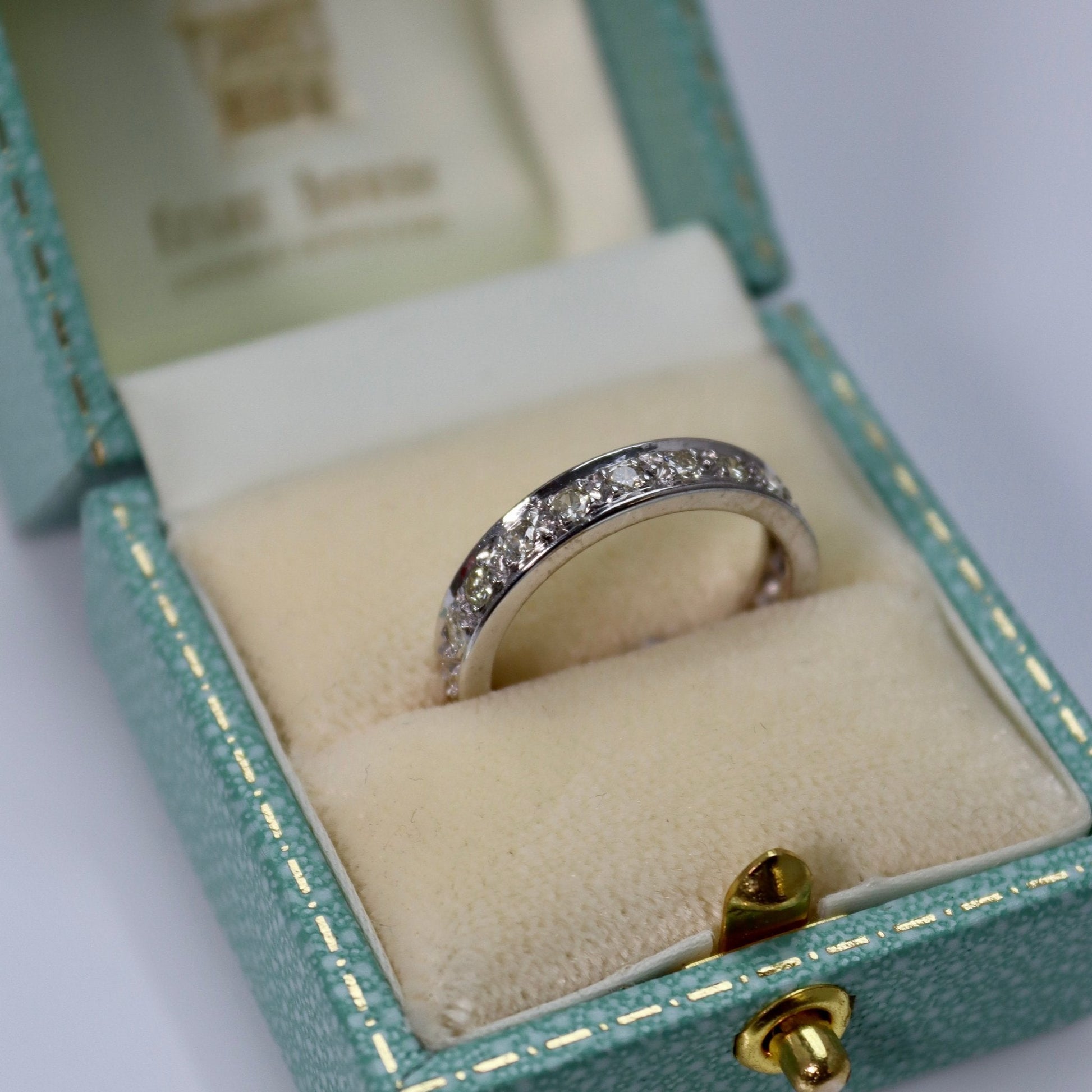 Vintage 18ct White Gold 1 Carat Diamond Eternity Ring Size P1/2 - Friar House