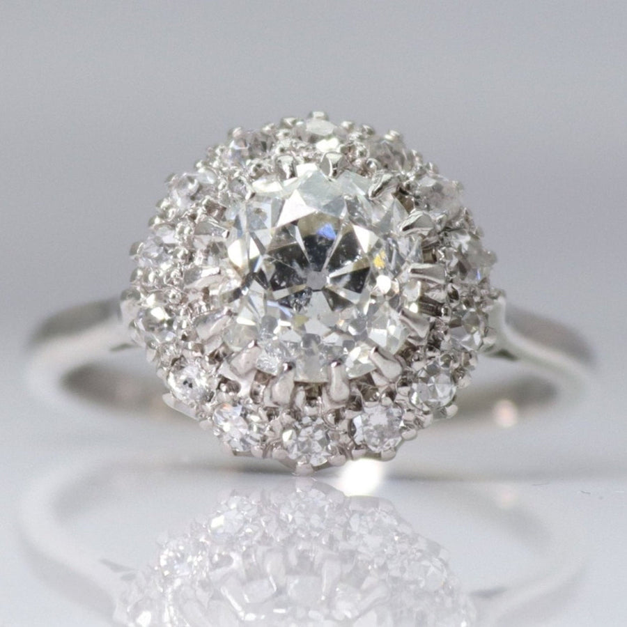 Vintage 18ct White Gold 1.80 Carat Diamond Cluster Ring - Friar House