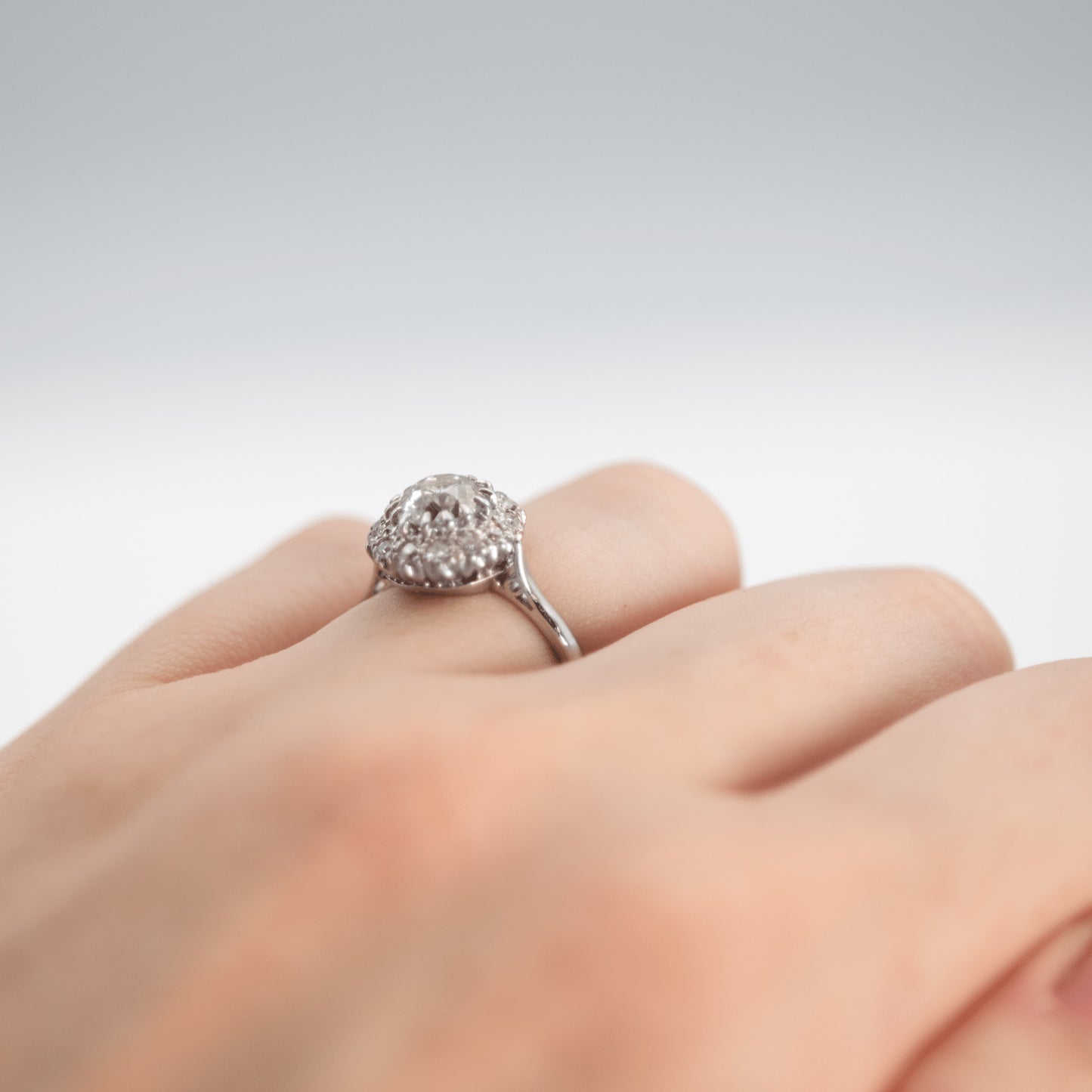 Vintage 18ct White Gold 1.80 Carat Diamond Cluster Ring - Friar House