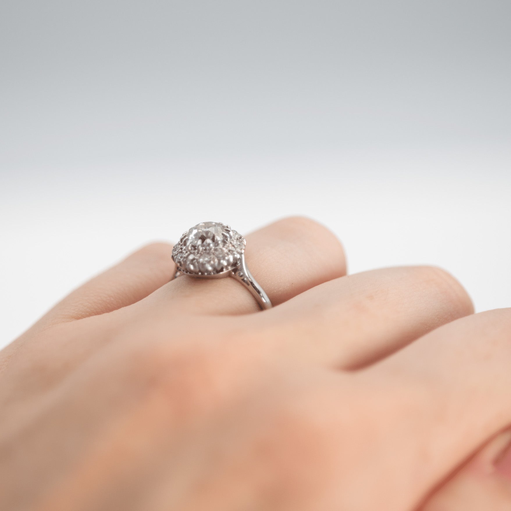 Vintage 18ct White Gold 1.80 Carat Diamond Cluster Ring - Friar House