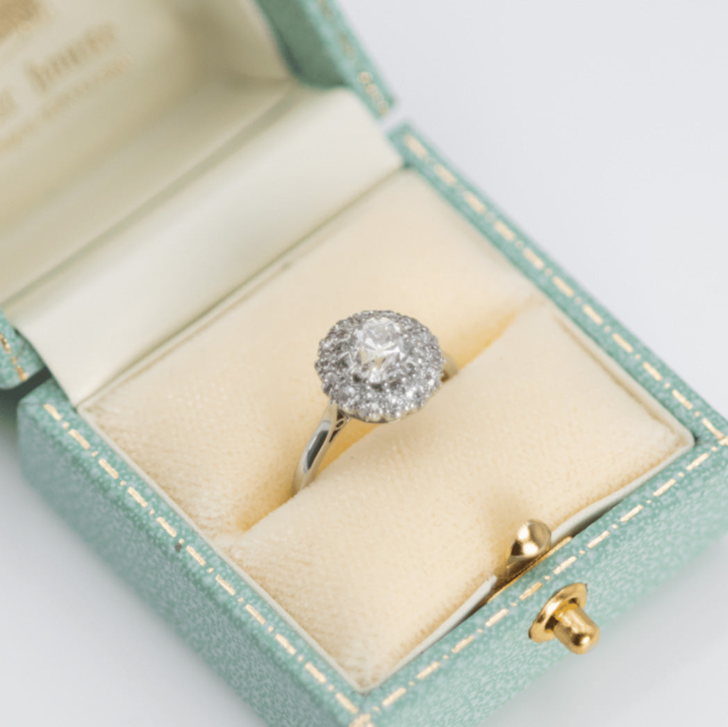 Vintage 18ct White Gold 1.80 Carat Diamond Cluster Ring - Friar House