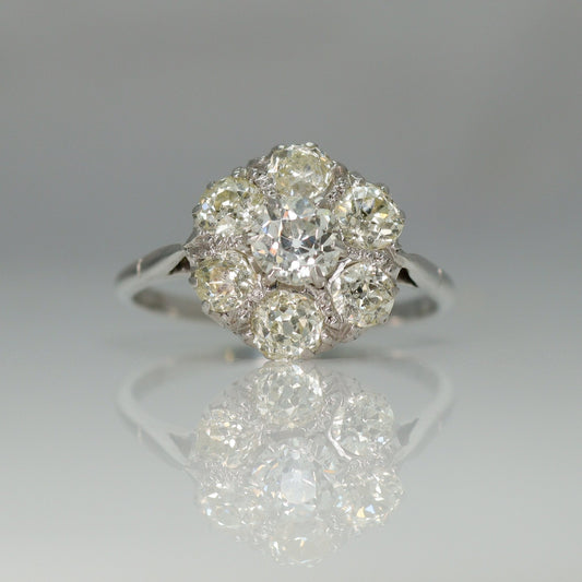 Vintage 18ct White Gold 2 Carat Diamond Cluster Ring - Friar House