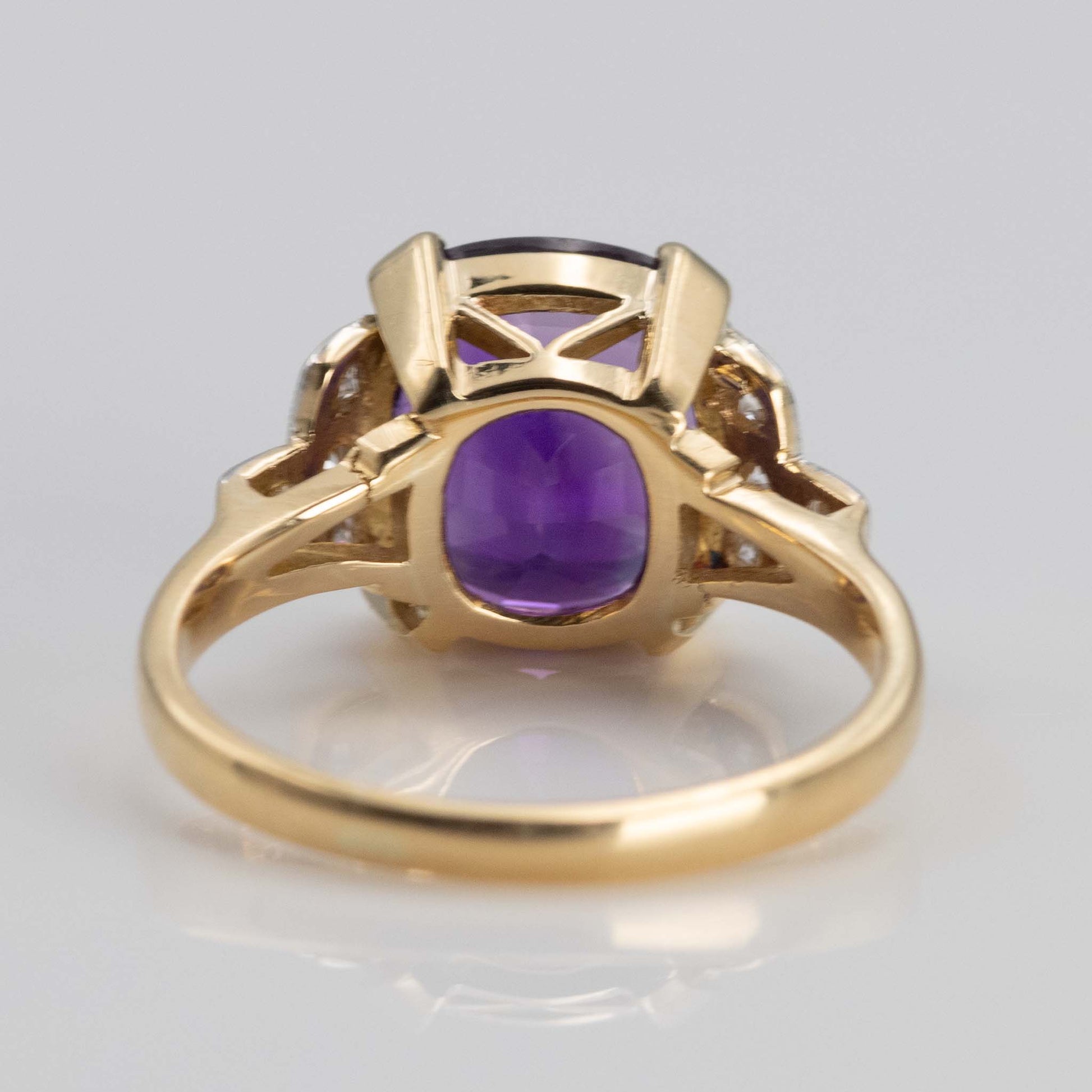 Vintage 18ct Yellow Gold 4 Carat Amethyst and Diamond Ring - Friar House