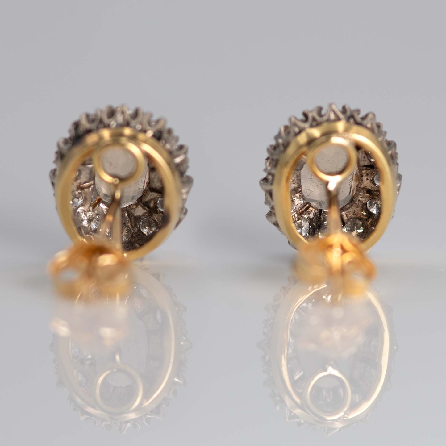 Vintage 18ct Yellow Gold Topaz and Diamond Cluster Earrings - Friar House