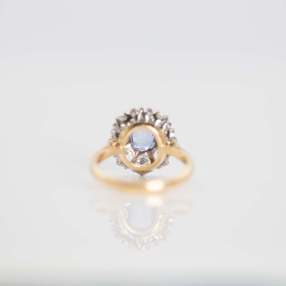 Vintage 1940's 18ct Yellow Gold Sapphire and Diamond Cluster Ring - Friar House