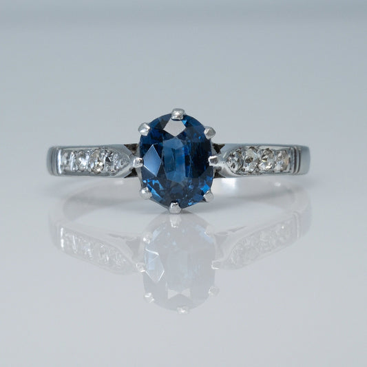 Vintage 1960's 18ct White Gold Sapphire and Diamond Ring - Friar House