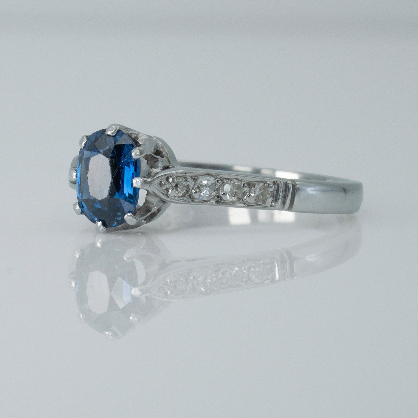 Vintage 1960's 18ct White Gold Sapphire and Diamond Ring - Friar House