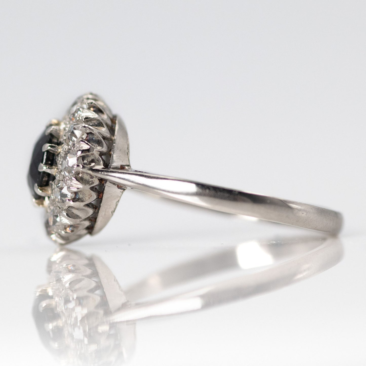 Vintage Platinum 1.10 Carat Sapphire and Diamond Cluster Ring - Friar House