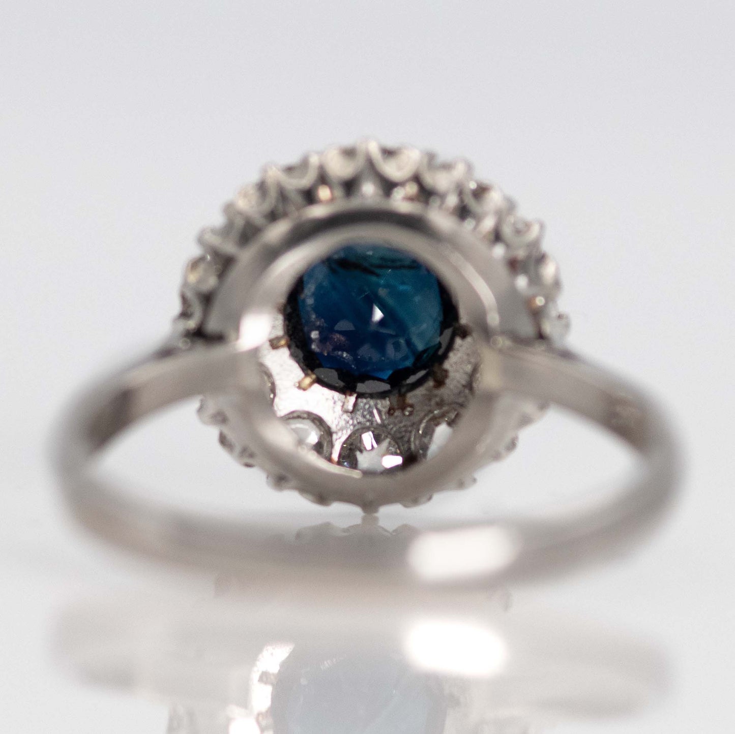 Vintage Platinum 1.10 Carat Sapphire and Diamond Cluster Ring - Friar House