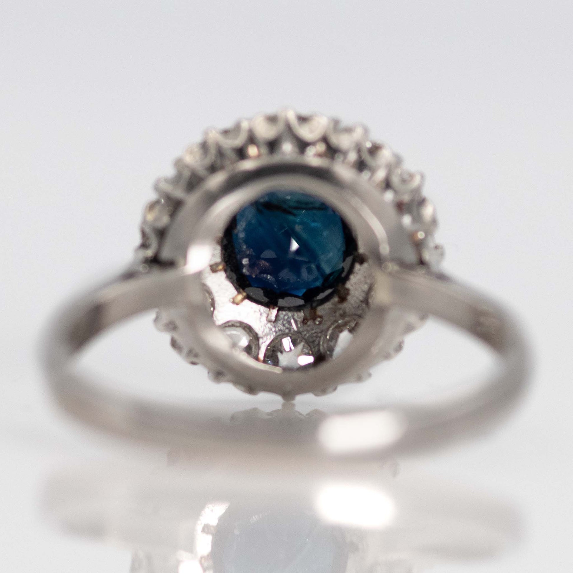 Vintage Platinum 1.10 Carat Sapphire and Diamond Cluster Ring - Friar House