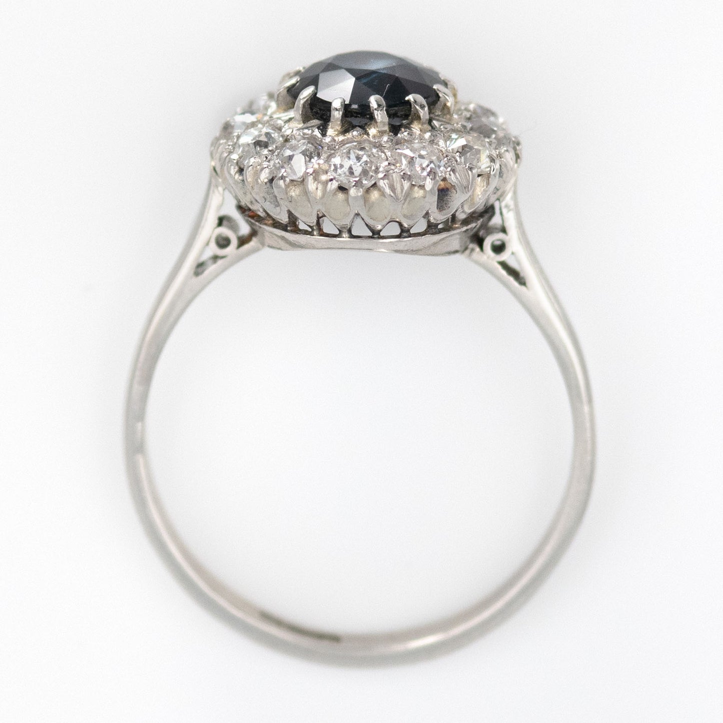 Vintage Platinum 1.10 Carat Sapphire and Diamond Cluster Ring - Friar House