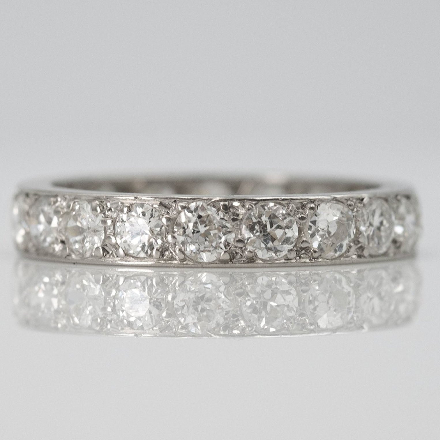 Vintage Platinum 2 carat Diamond Full Set Eternity Ring Size M 1/2 - Friar House