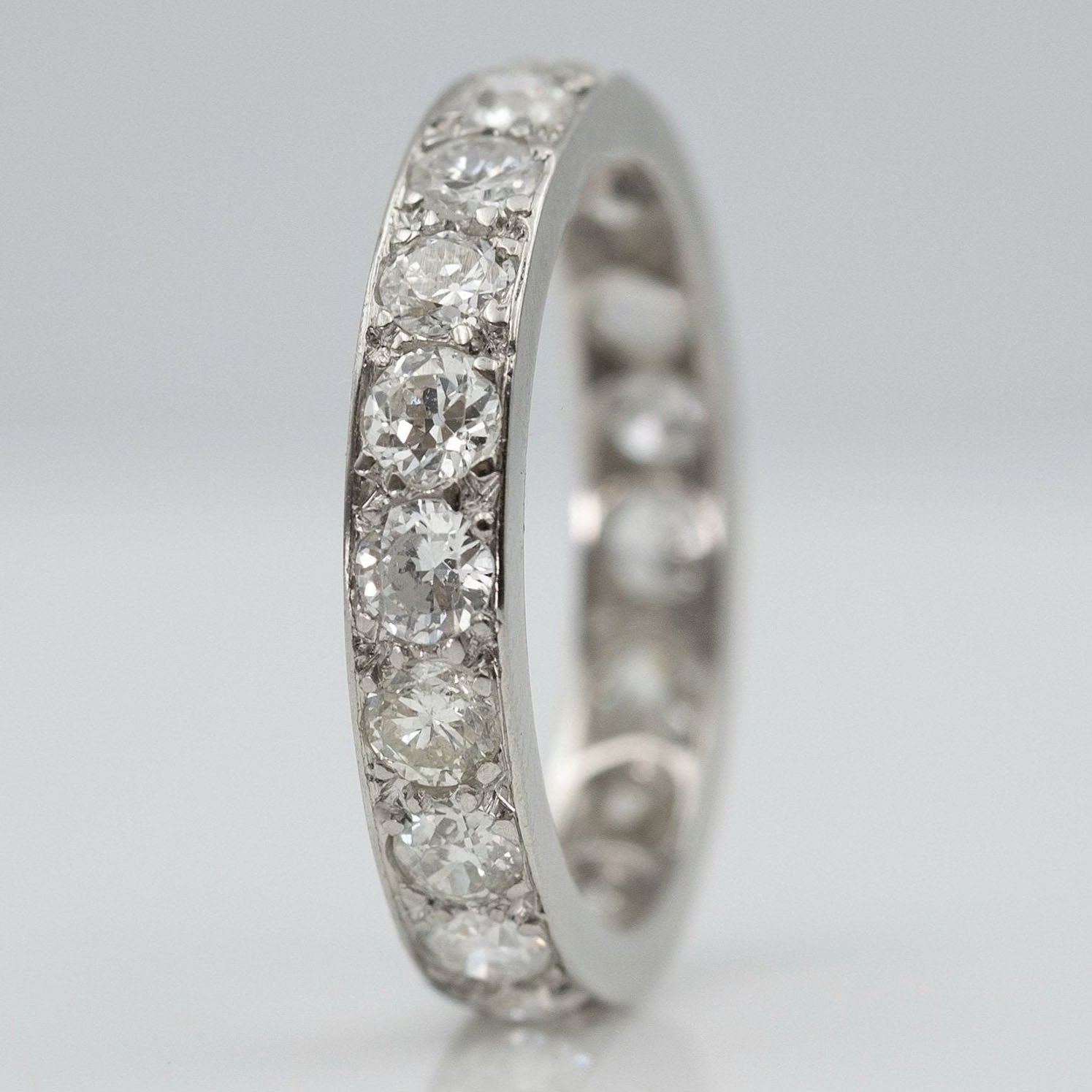 Vintage Platinum 2 carat Diamond Full Set Eternity Ring Size M 1/2 - Friar House