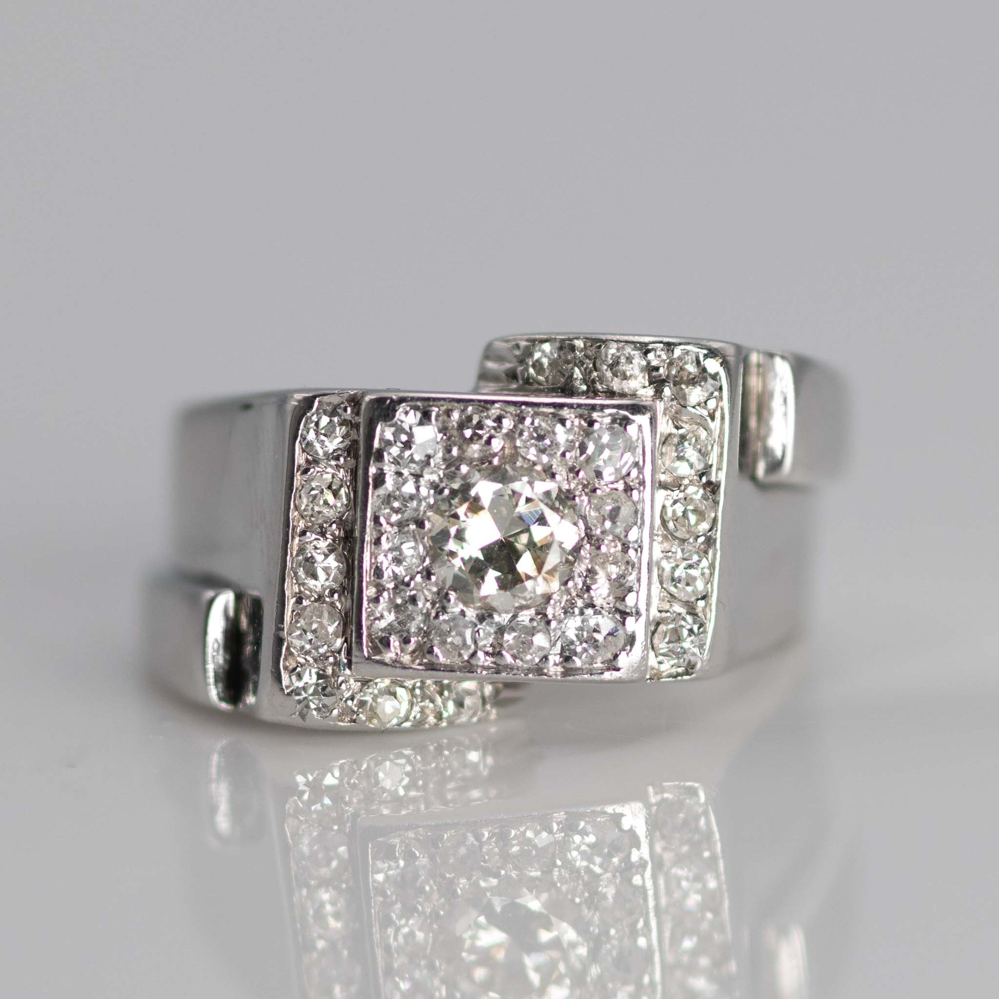 Vintage Platinum Diamond Abstract Cluster Ring - Friar House