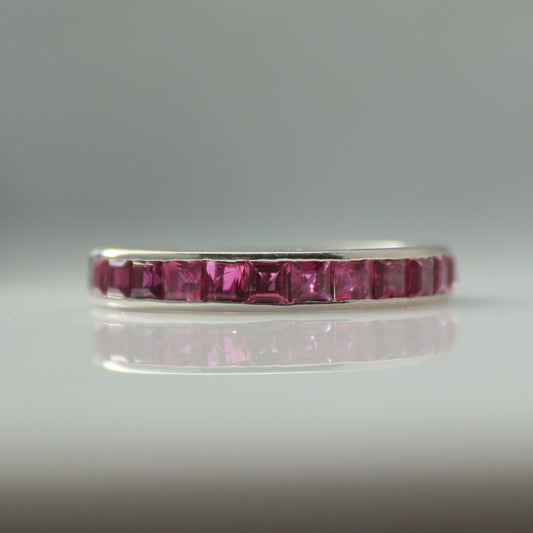 Vintage Platinum Ruby Half Set Eternity Ring - Friar House