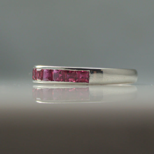 Vintage Platinum Ruby Half Set Eternity Ring - Friar House